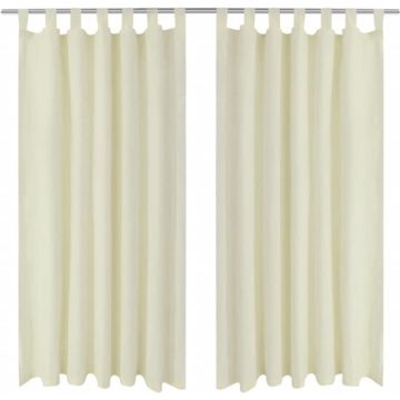 vidaXL Micro-Satijnen Gordijnen met Ringen 140 x 245 cm 2 stuks (Creme)