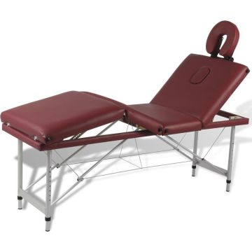 vidaXL Massagetafel inklapbaar met aluminium frame (vier delen / rood)