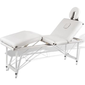 vidaXL Massagetafel inklapbaar met aluminium frame (vier delen / crèmewit)