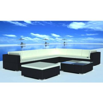 vidaXL-8-delige-Loungeset-met-kussens-poly-rattan-zwart