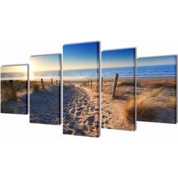 vidaXL Canvas muurdruk set zandstrand 100 x 50 cm