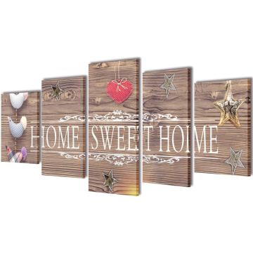 vidaXL Canvas muurdruk print set home sweet home 100 x 50 cm