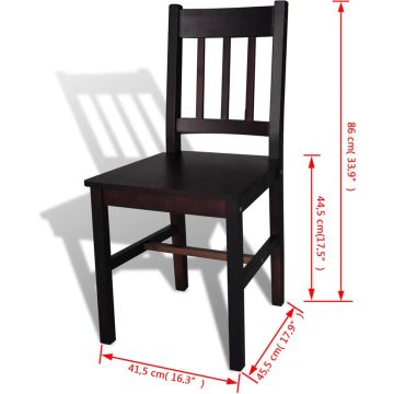 vidaXL Eetkamerstoelen 4 st grenenhout donkerbruin