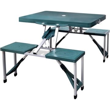 vidaXL Campingtafel met vier stoelen extra licht aluminium inklapbaar (groen)