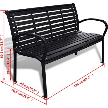 vidaXL Tuinbank 125 cm staal en HKC zwart