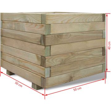 vidaXL Plantenbak verhoogd vierkant 50x50x40 cm hout