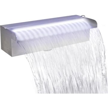 vidaXL Zwembadwaterval met LED's rechthoekig 30 cm roestvrij staal