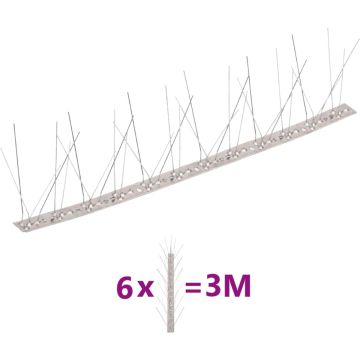 vidaXL Vogel- en duivenpinnen met 5 rijen 6 st 3 m roestvrij staal