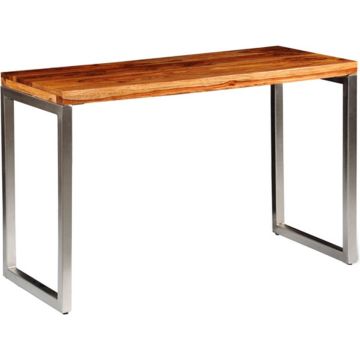 vidaXL Eettafel/bureau met stalen poten massief sheeshamhout