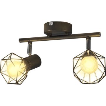 vidaXL Lamp industrieel met 2 LED's zwart