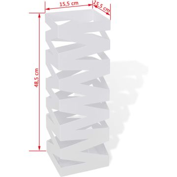 vidaXL Paraplu- en wandelstokhouder strepen wit vierkant staal 48,5 cm