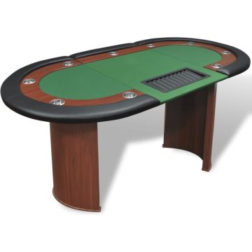 vidaXL Pokertafel voor 10 personen met dealervak en fichebak groen