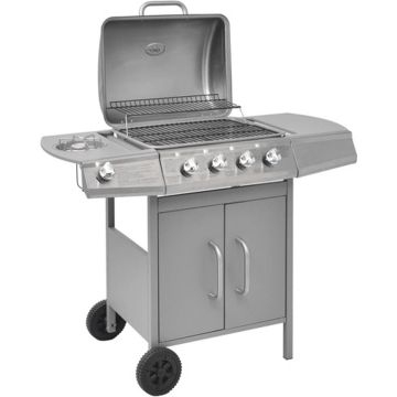 vidaXL Gasbarbecue 4+1 kookzone zilver