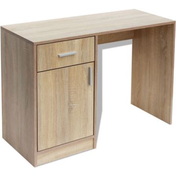 vidaXL Bureau met lade en kastje 100x40x73 cm eiken