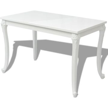 vidaXL Eettafel 116x66x76 cm hoogglans wit