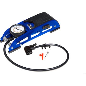 Mirage Fietspomp - Voetpomp - Met Manometer - 7 Bar / 100 PSI - 60 CM Slang - Dubbele Kop - Geschikt Voor Alle Ventielen - Inclusief Bal En Luchtbed Adapters - Zwart