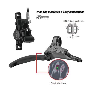 Hydraulische schijfremset Tektro HD-T386 links met 1800 mm leiding - zwart