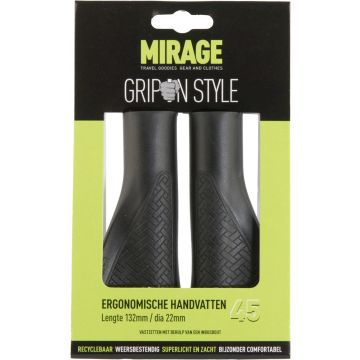 Handvatpaar Mirage Grips in style #45 - 132/132 mm met lockring - zwart