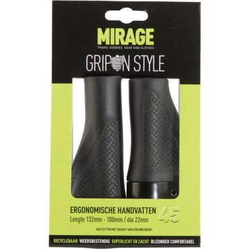 Handvatpaar Mirage Grips in style #45 - 132/100 mm met lockring - zwart