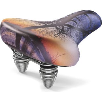 Selle Monte Grappa Sunset Cruiser - Fietszadel - Met hangveren - Skay / Kunstleer - Blauw / Oranje