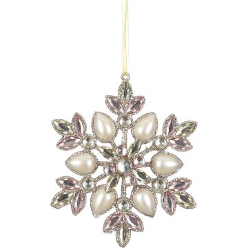 House Of Seasons Kerstboomhanger Sneeuwvlok 5 Cm Roze