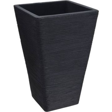 Bloempot - Bloembak - Plantenbak - Geribbeld - Vierkant - Zwart - 35x56 cm