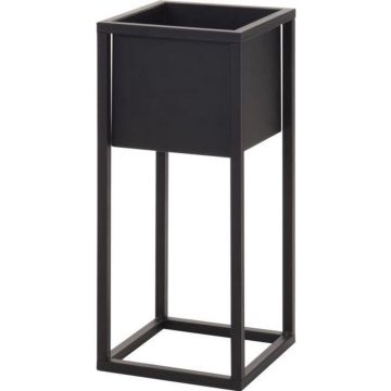 H&amp;S Collection Bloempot op standaard 50 cm metaal zwart