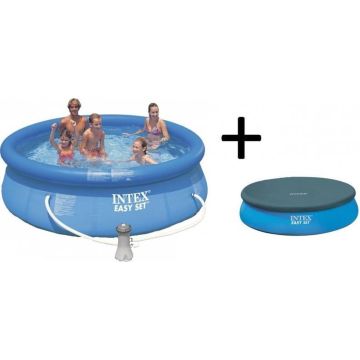 Intex Easy Set Opblaasbaar Zwembad - 305 cm - Inclusief Filterpomp en Afdekhoes