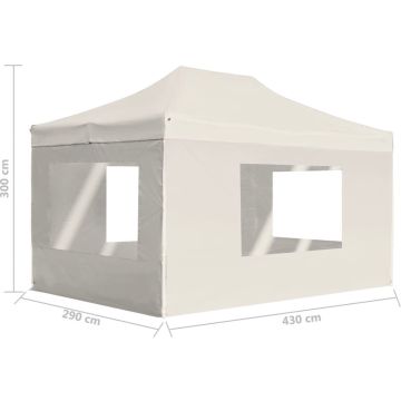 vidaXL Partytent inklapbaar met wanden 4,5x3 m aluminium crème