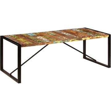 vidaXL Eettafel 220x100x75 cm massief gerecycled hout