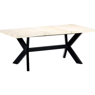 vidaXL Eettafel 180x90x75 cm massief mangohout wit