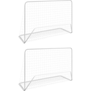 vidaXL Voetbaldoelen 2 st met netten 182x61x122 cm staal wit