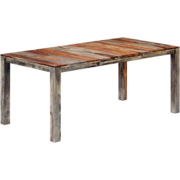 vidaXL Eettafel 180x90x76 cm massief sheeshamhout grijs