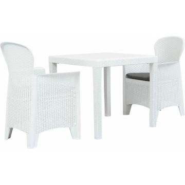 vidaXL 3-delige Bistroset rattan-look kunststof wit