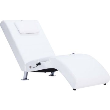 vidaXL-Massage-chaise-longue-met-kussen-kunstleer-wit