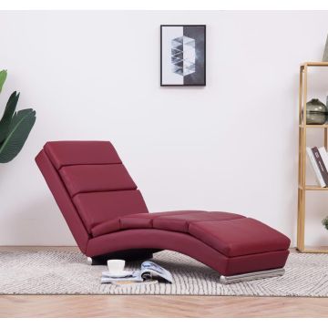 vidaXL Chaise longue kunstleer wijnrood