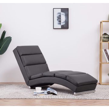 vidaXL Chaise longue kunstleer grijs