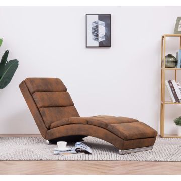 vidaXL Chaise longue kunstsuède bruin