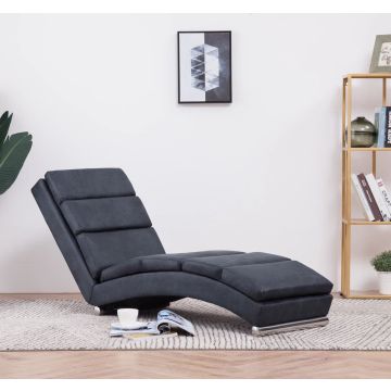 vidaXL Chaise longue kunstsuède grijs