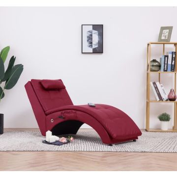 vidaXL Massage chaise longue met kussen kunstleer wijnrood