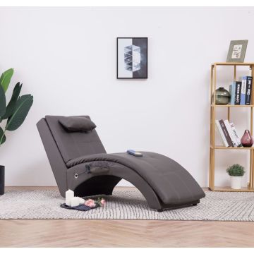 vidaXL Massage chaise longue met kussen kunstleer grijs