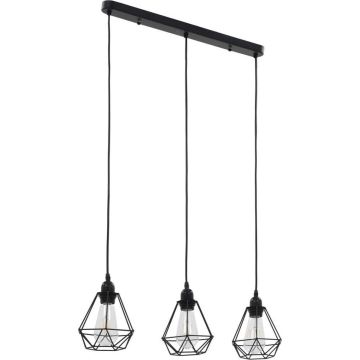 vidaXL Plafondlamp met diamantvormig 3xE27 zwart