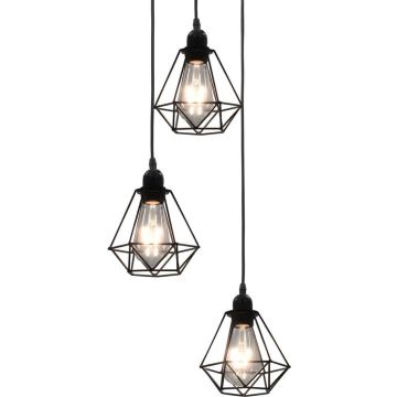 vidaXL Plafondlamp met diamantvorm 3xE27 zwart