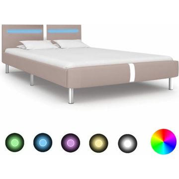 vidaXL Bedframe met LED kunstleer cappuccino 120x200 cm