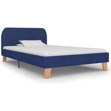 vidaXL Bedframe stof blauw 90x200 cm