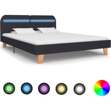 vidaXL Bedframe met LED stof donkergrijs 180x200 cm