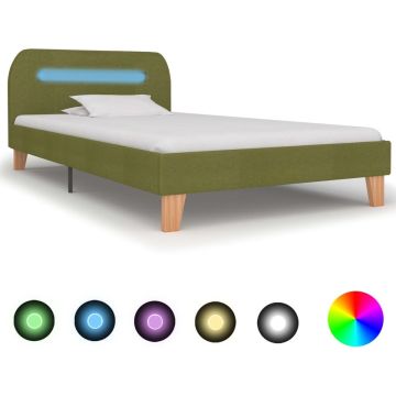 vidaXL Bedframe met LED stof groen 90x200 cm