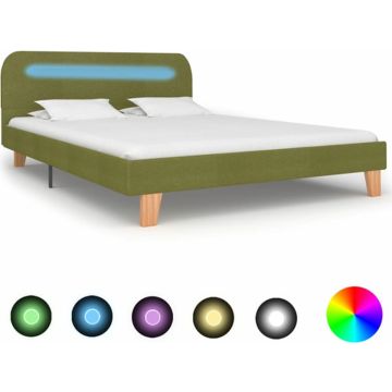 vidaXL Bedframe met LED stof groen 140x200 cm