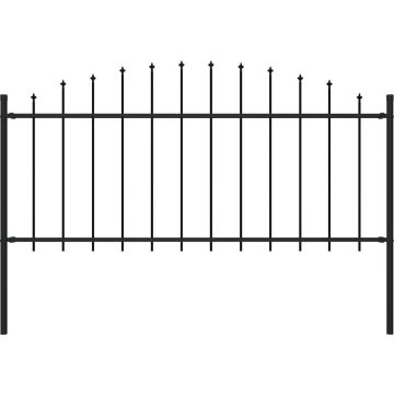 vidaXL Tuinhek met speren bovenkant (0,5-0,75)x1,7 m staal zwart