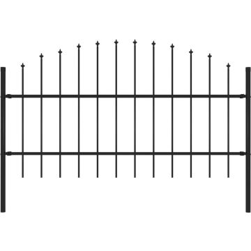 vidaXL Tuinhek met speren bovenkant (0,75-1)x1,7 m staal zwart